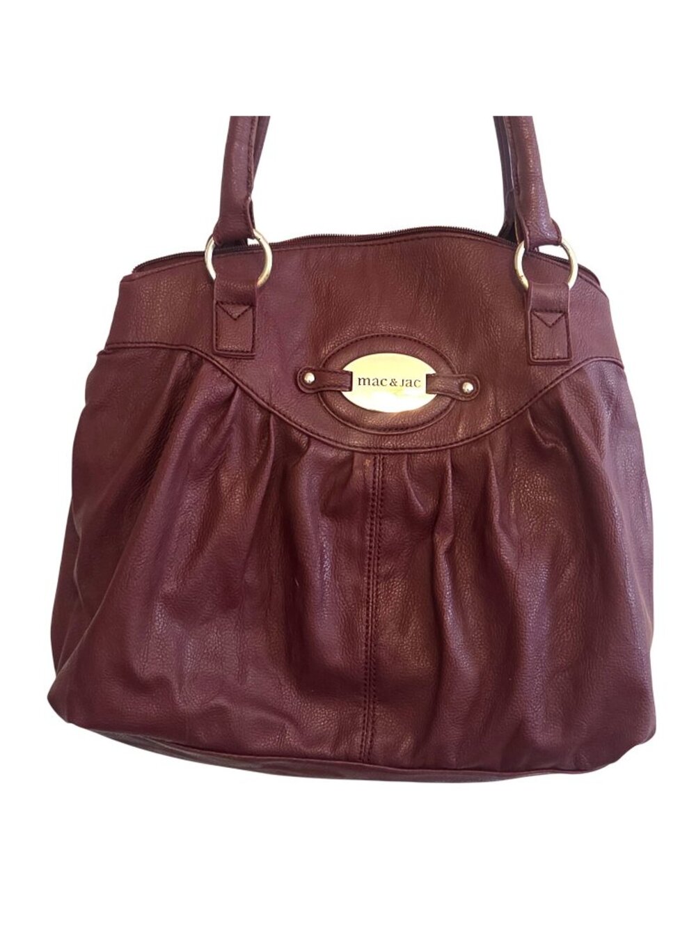 Burgundy Bag Handbag Faux Leather Purse Tote Mac & Jac Multiple Pockets